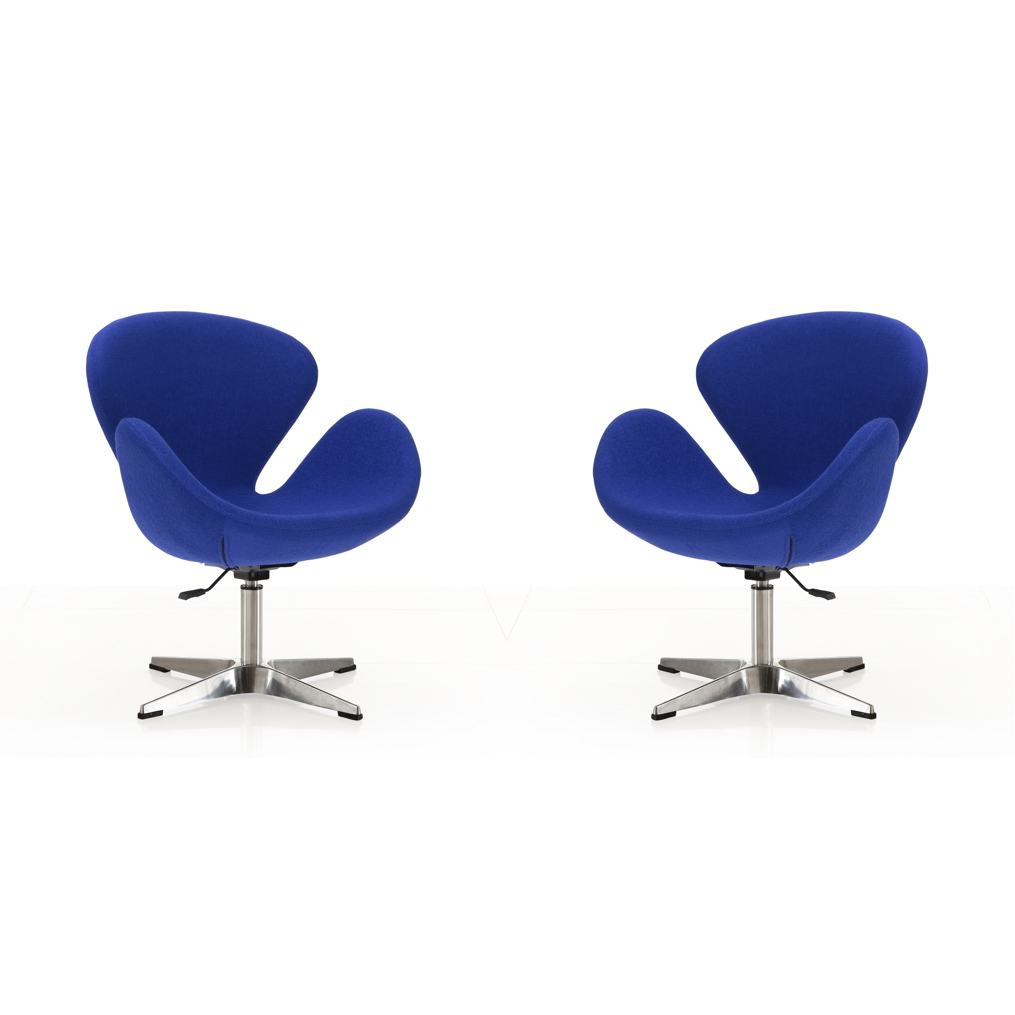 Manhattan Comfort, Raspberry Blue Wool Blend Adj Swivel Chair 2 Set, Primary Color Blue, Included (qty.) 2 Model# 2-AC038
